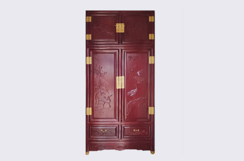 马尾高端中式家居装修深红色纯实木衣柜